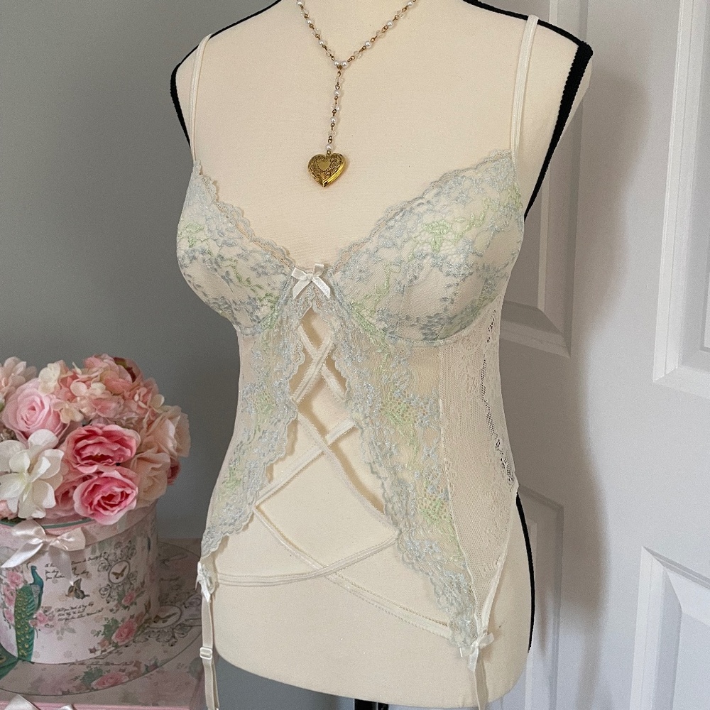 Vintage Victorias Secret Y2K coquette lace floral Sexy Little Things Corset 36C